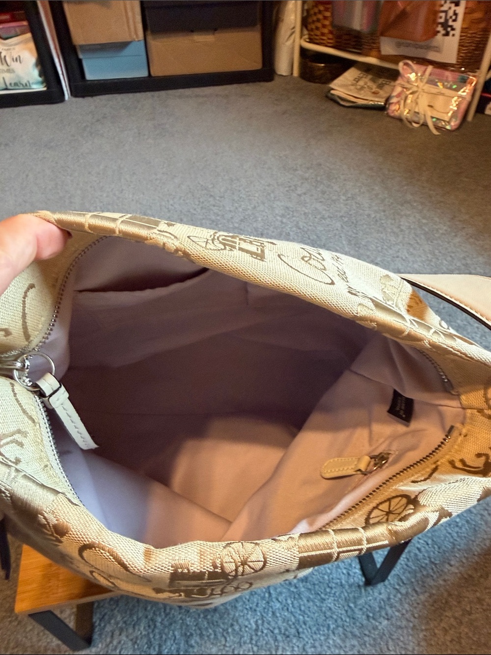Coach Beige and Tan Signature Horse & Carriage Shoulder Bag - Picture 6 of 8